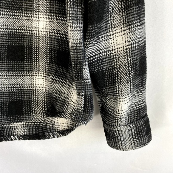 ZARA Thick Flannel Shacket Shirt Jacket Women M Black Plaid Clueless Cowgirl - Picture 4 of 7